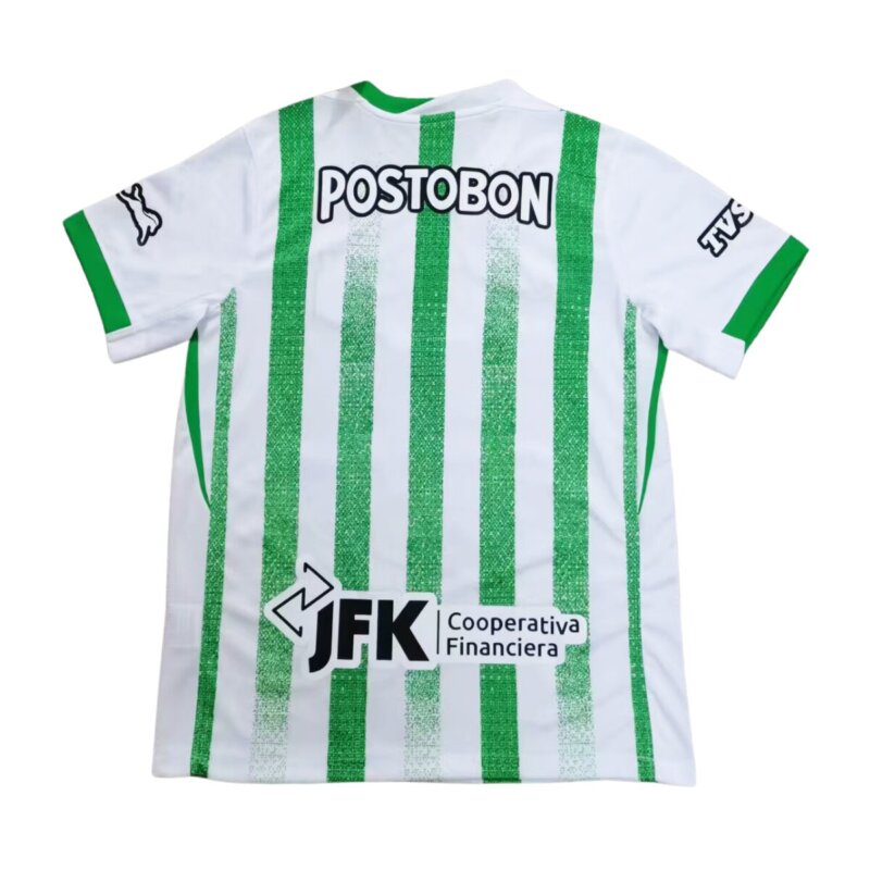 Camisa do Atlético Nacional Titular 2025/2026 Listreada Branca e Verde Masculina Torcedor Costa