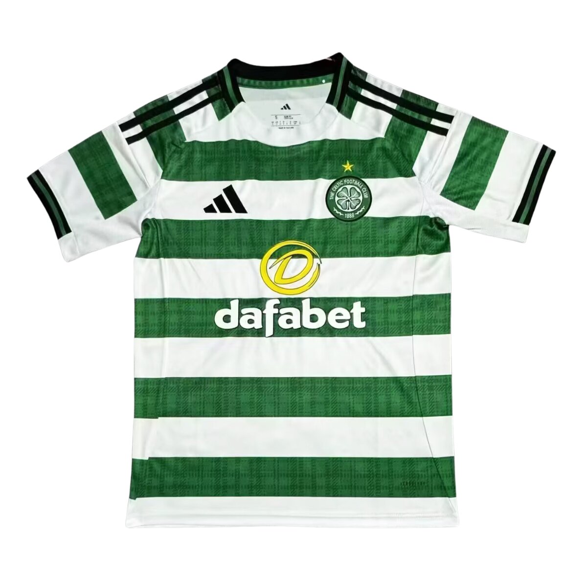 Camisa Celtic I 25/26 Masculina Torcedor 1 Uniforme titular do Celtic FC 2025-2026 em verde e branco, com listras horizontais.