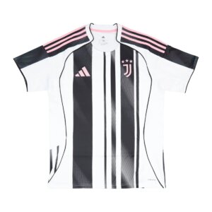 Camisa Juventus I 25/26 Masculina Torcedor com listras verticais modernas, gola estilo TEAMGEIST e tecnologia AEROREADY — uniforme titular da Juventus 2025-2026.