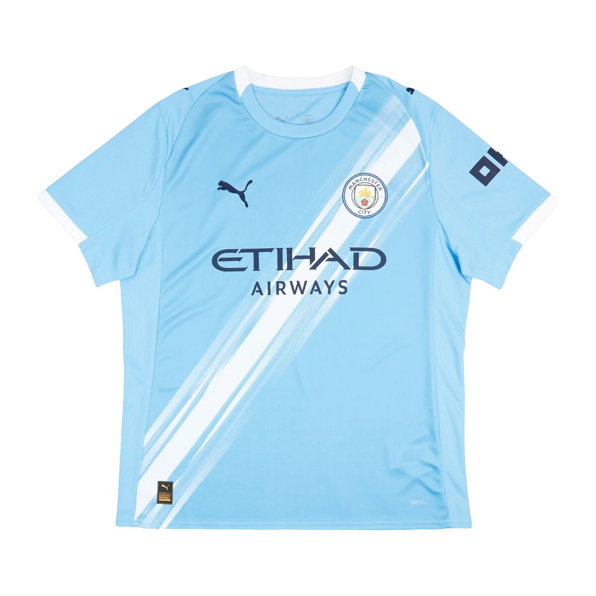 Camisa Manchester City I 25/26 Masculina Torcedor 1 camisa titular do Manchester City 2025-2026 azul celeste com faixa diagonal branca estilo sash