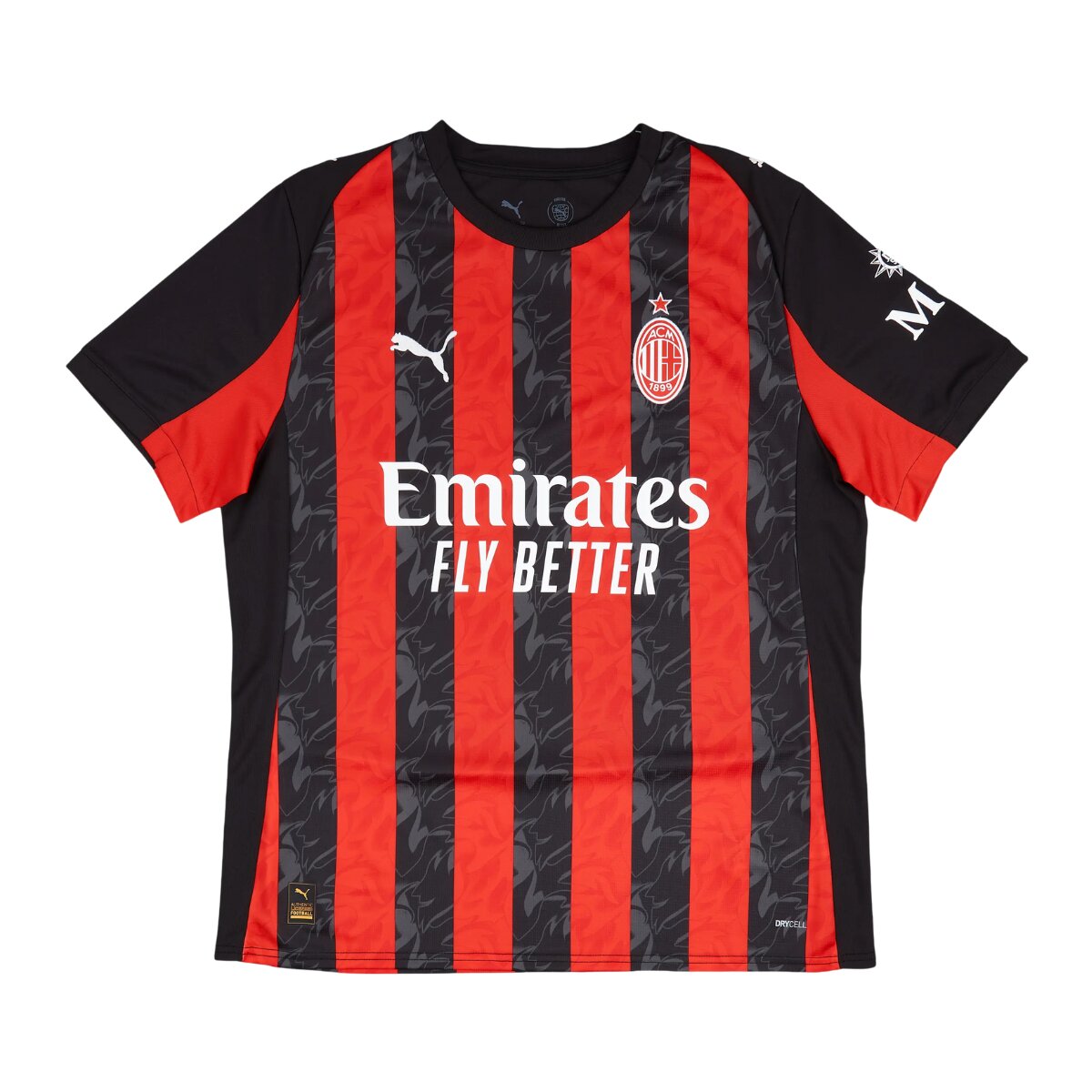 Camisa Milan I 25/26 Masculina Torcedor 1 Camisa Milan I 25/26 Masculina Torcedor com listras verticais vermelhas e pretas, escudo estilizado, e detalhes em preto nas mangas.