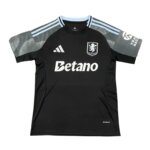Camisa Aston Villa II 25/26 Masculina Torcedor preta com mangas cinza e detalhes azul celeste, uniforme reserva do Aston Villa 2025/2026