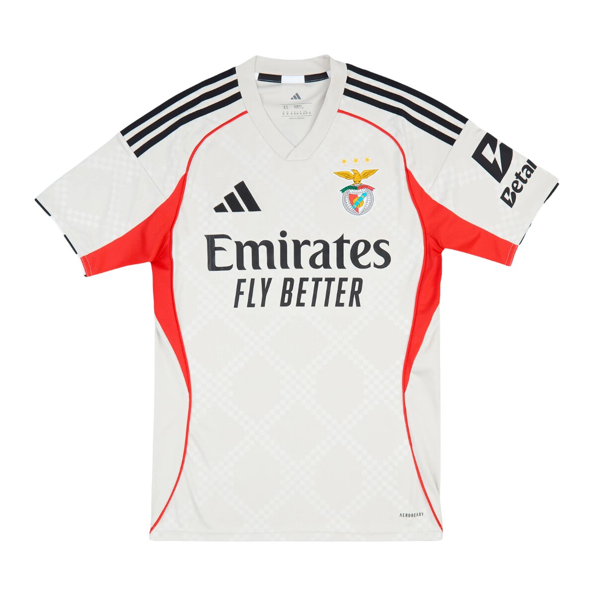 Camisa Benfica II 25/26 Masculina Torcedor 1 Camisa Benfica II 25/26 Masculina Torcedor em bege com detalhes em vermelho e punhos retrô. Uniforme reserva do Benfica 2025/2026.