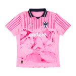 Camisa de Goleiro Monterrey II Mundial de Clubes 2025 Masculina Torcedor com listras rosa, detalhes da bandeira do México e arte inspirada nas montanhas de Monterrey.