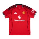 Camisa Manchester United I 25/26 Masculina Torcedor na cor vermelha com detalhes pretos, inspirada no estádio Old Trafford – uniforme titular 2025-26