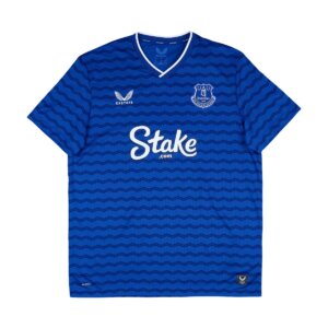 Camisa Everton I 25/26 Masculina Torcedor em azul royal com padrão de ondas, escudo no peito e Torre do Príncipe Rupert na nuca.