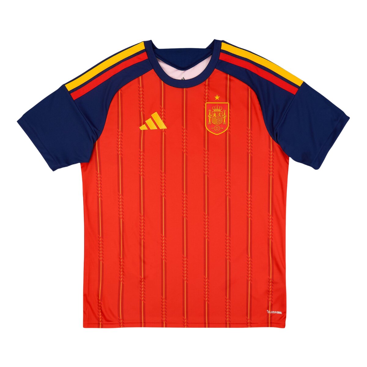 Camisa Espanha I 26/27 Masculina Torcedor 1 camisa titular da seleção da espanha 26/27 vermelha e detalhes azul-marinho.