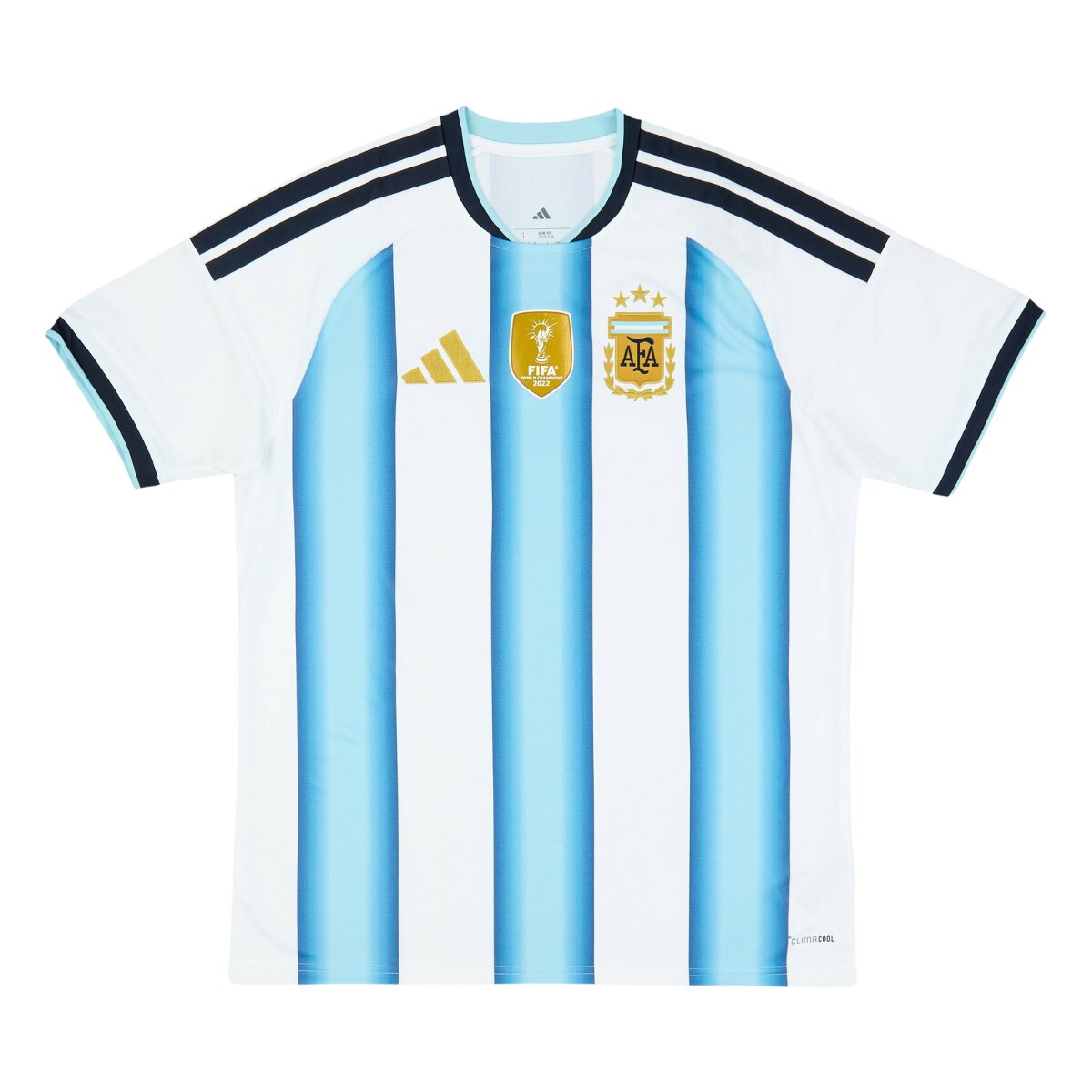 Camisa Argentina I 26/27 Masculina Torcedor 1 Camisa Argentina I 26/27 Masculina Torcedor azul e branca com patch de campeão mundial