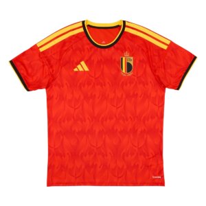 Camisa Bélgica I 26/27 masculina torcedor vermelha com detalhes culturais