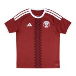 Camisa Catar I 26/27 Masculina Torcedor vinho com detalhes brancos uniforme titular seleção Catar Copa do Mundo 2026