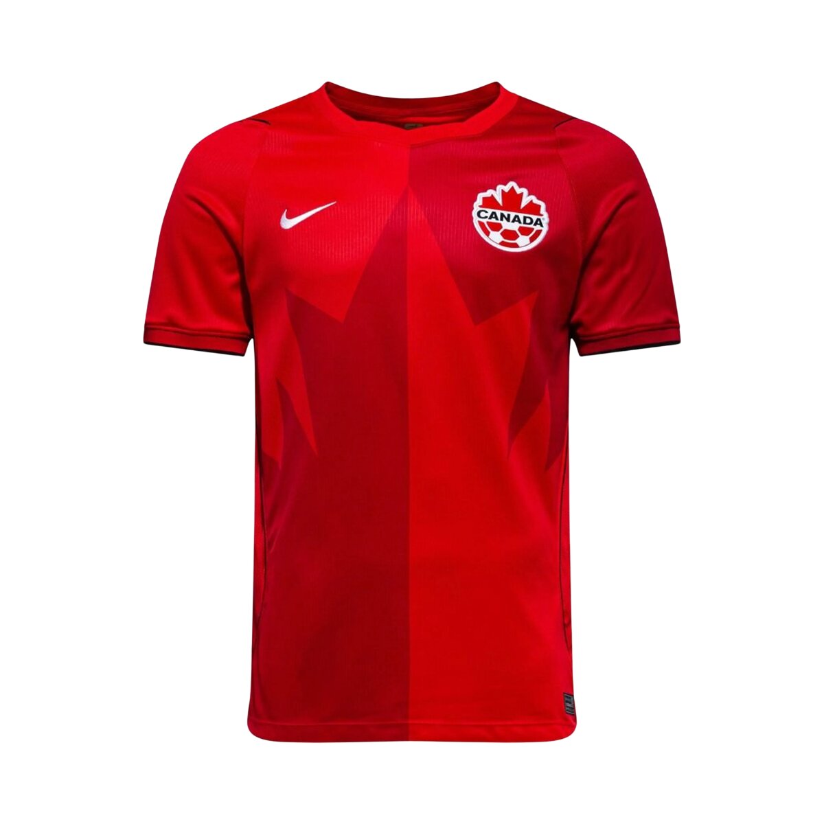 Camisa Canadá I 26-27 Masculina Torcedor 1 Camisa titular do Canadá 2026 vermelha com folha de bordo estilizada masculina torcedor