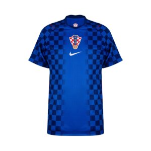 Camisa reserva da Croácia 2026 azul com xadrez tom sobre tom masculina torcedor