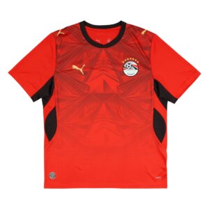 Camisa Egito titular 26/27 masculina torcedor vermelha com detalhes em preto e branco inspirados na cultura egípcia
