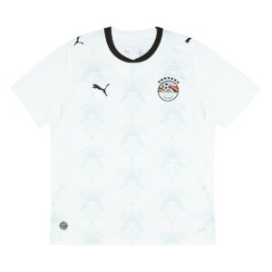 Camisa reserva do Egito 26/27, versão masculina torcedor, branca, com detalhes em vermelho e preto.