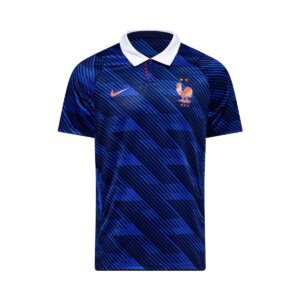 Camisa titular da França 2026 azul com padrão gráfico FFF diagonal masculina torcedor