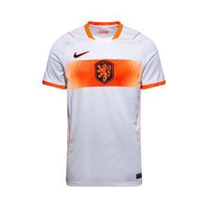 Camisa reserva da Holanda 2026 branca com faixa degradê chevron laranja masculina torcedor