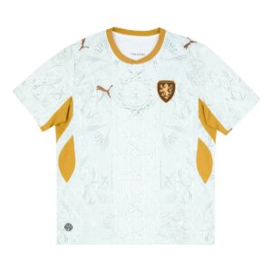 Camisa República Tcheca reserva 26/27 branca com detalhes em dourado modelo torcedor