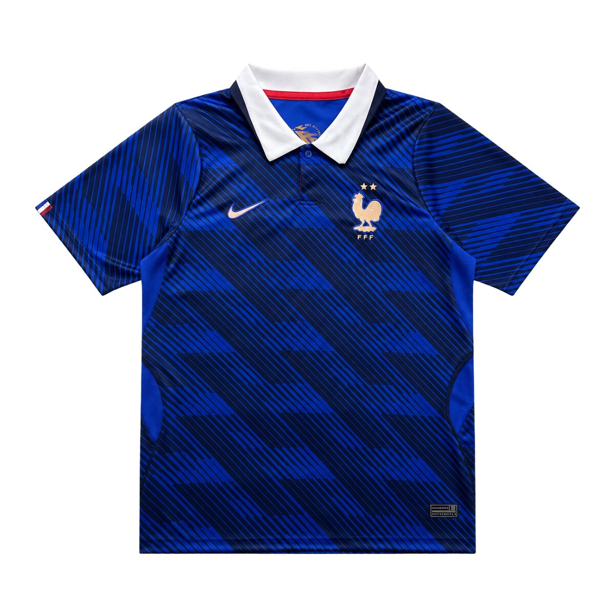 Camisa Fraça I 26/27 Masculina Torcedor 1 Camisa titular da França 2026 azul com padrão gráfico FFF diagonal masculina torcedor