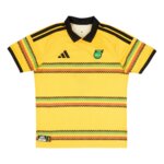 Camisa titular da Jamaica 2026/2027 amarela com listras verde dourado vermelho masculina torcedor