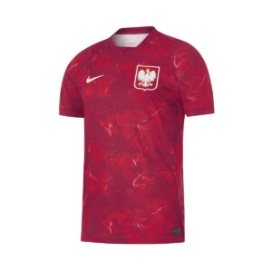 Camisa reserva da Polônia 2026 vermelha com acabamentos brancos masculina torcedor