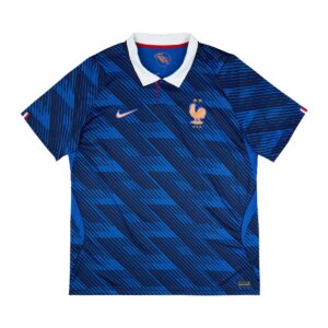 Camisa titular da França 2026 azul com padrão gráfico FFF diagonal masculina torcedor