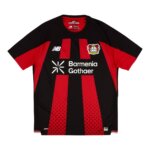 Camisa Bayer Leverkusen titular 2026/27 Masculina Torcedor listrada vermelha e preta