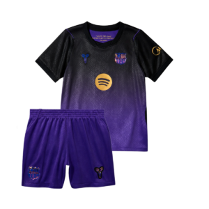 Kit Infantil Barcelona II 26/27 com detalhes roxo e preto