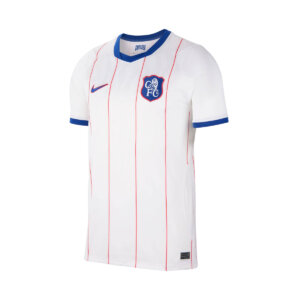 Camisa Chelsea Branca 26/27 com linhas verticais vermelhas